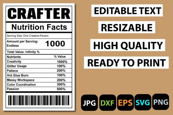 Download Crafter Nutrition Facts Label - Label Collection