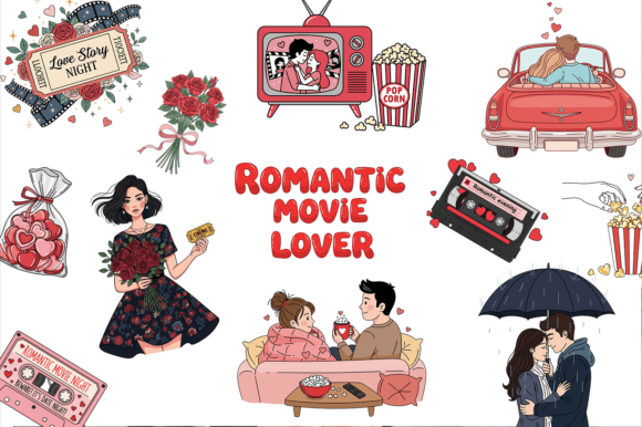 Download Romantic Movie Lover Clipart Bundle - Movie Collection