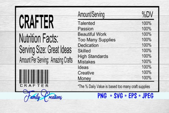Download Crafter Nutrition Label - Label Collection